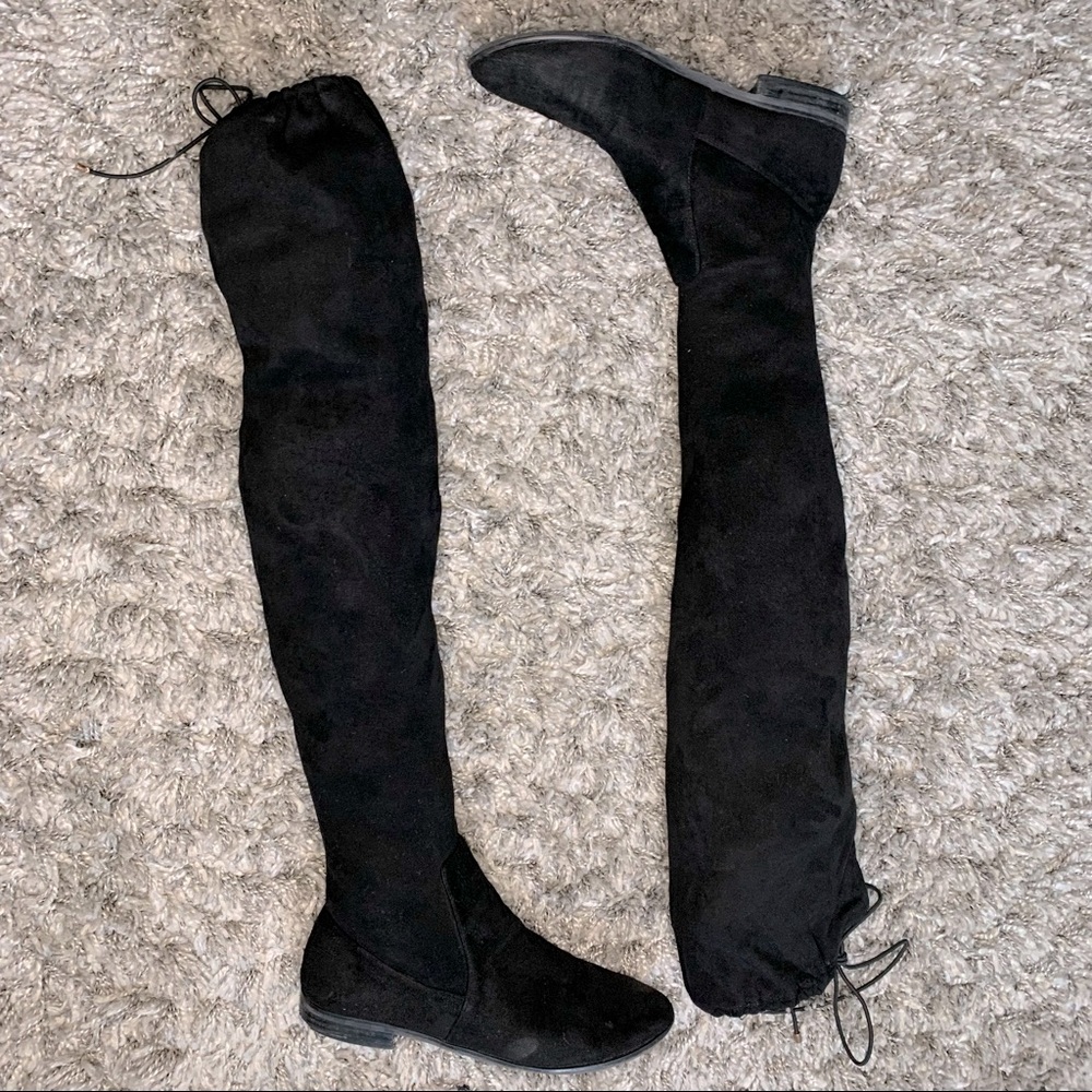 Vintage Chinese Laundry Black Suede Over The Knee Fitted Boot